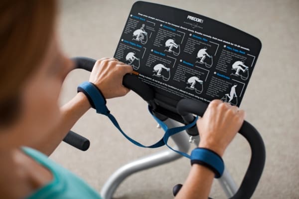 List of exercises on a diagram on the precor 240i stretchtrainer