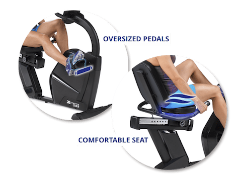 Xterra SB2.5r recumbent bike seat and pedals graphic