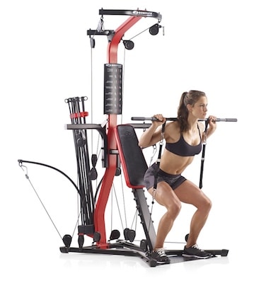 The bowflex pr3000 allows you to do squats, which is very unique amongst multi-gyms
