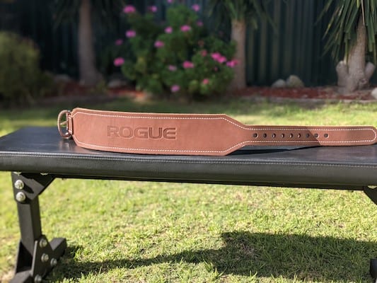 Rogue Oly Ohio Weightlifting belt in outdoor setting