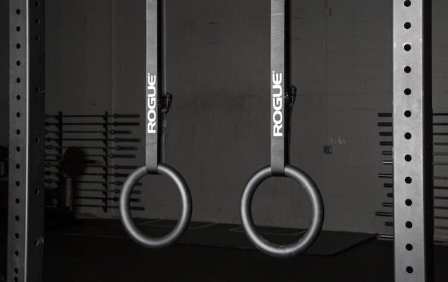 Rogue's gymnastics rings are made from welded steel, and are a great tool for upper body workouts