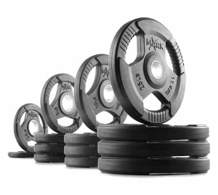 Range of black x-mark trigrip weight plates