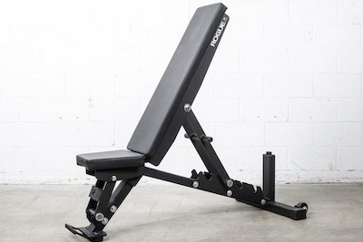 Black rogue's adjustable 2.0 FID bench in upright position