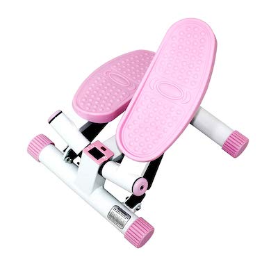 Pink and white mini stair stepper made by sunny health fitness