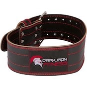 Front view of dark iron leather weight lifting belt