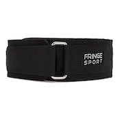 black fringe sport nylon lifting belt on white background