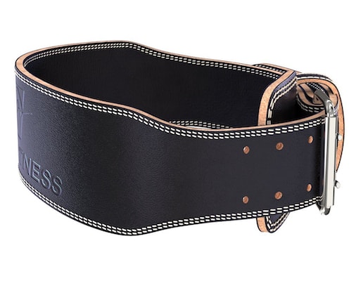 Large side view of profitness black leather weightlifting belt