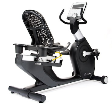 black and silver recumbent bike as an example