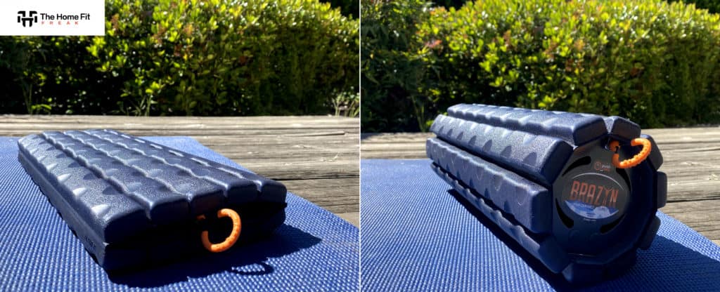 Brazyn foam roller collapsed (left) and expanded (right)