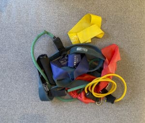 Pile of different types of exercise bands