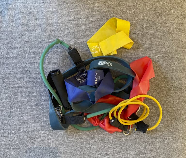 Pile of different types of exercise bands